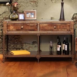 IFD Urban Gold IFD560SOFA Rustic Contemporary Sofa Table with 2